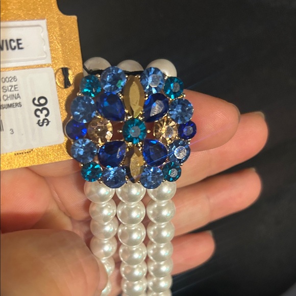 Monet Pearl and Sapphire Bracelet - Picture 3 of 8